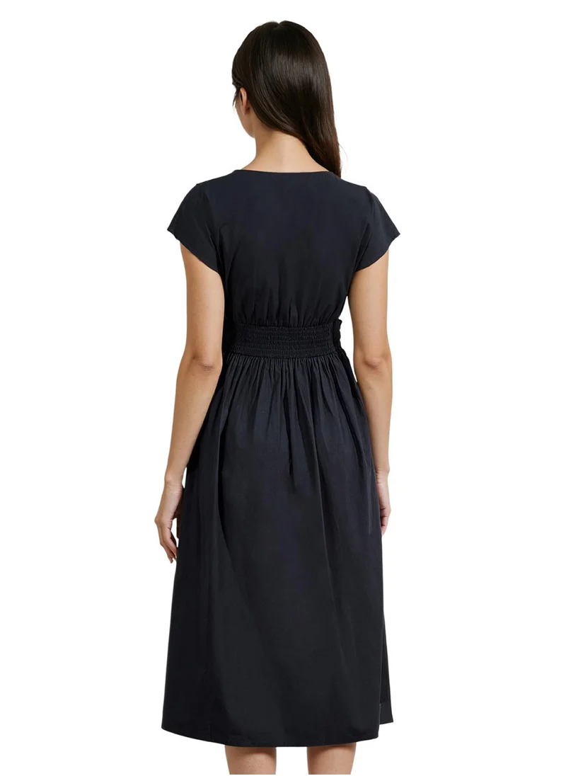 French Connection Cap Sleeve Cotton Mid-Calf Dress
