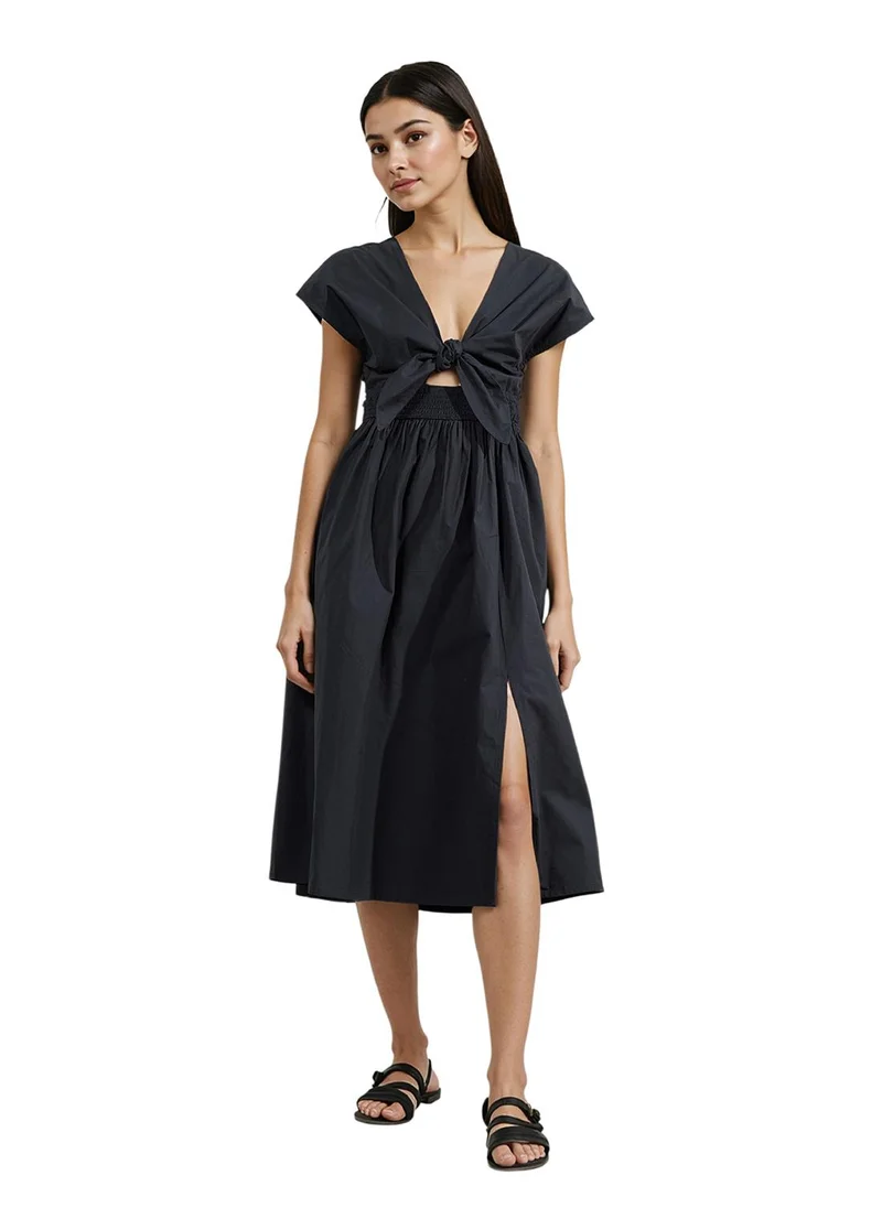 French Connection Cap Sleeve Cotton Mid-Calf Dress