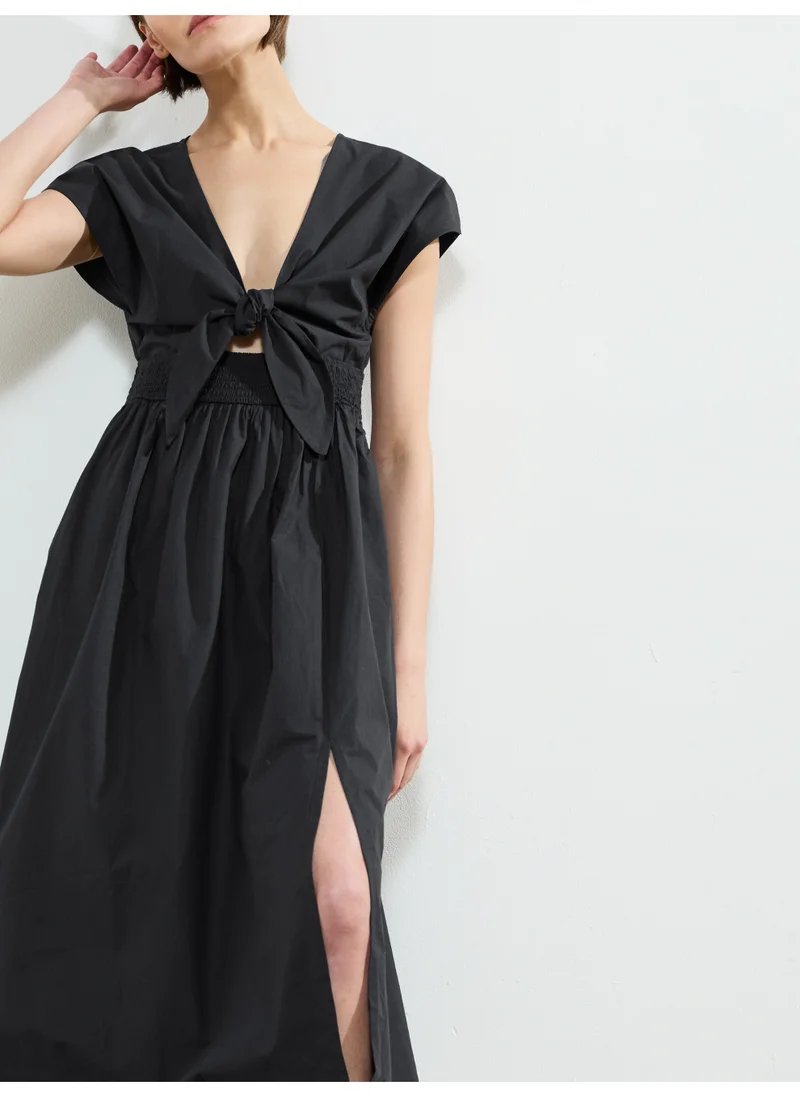 French Connection Barletta Poplin Tie Midi Dress