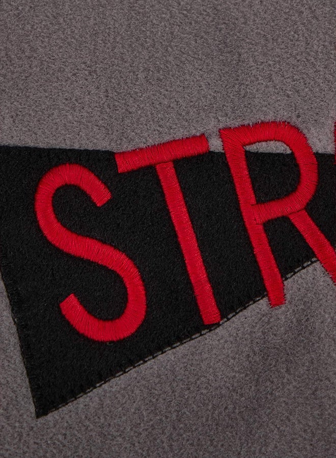 trendyol Anthracite Regular Cut Embroidered Fleece/Winter Pajama Set - Image 3