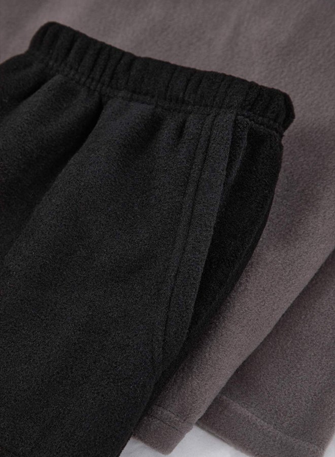 trendyol Anthracite Regular Cut Embroidered Fleece/Winter Pajama Set - Image 4