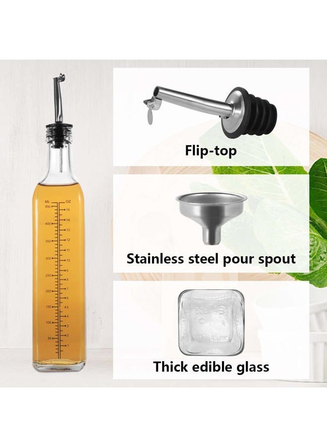 WERTIOO 17 OZ Olive Oil Dispenser Bottle, 4 Pack Glass Oil and Vinegar Dispenser Set Oil Container with Funnel & Pen and Tag for Kitchen - Image 2