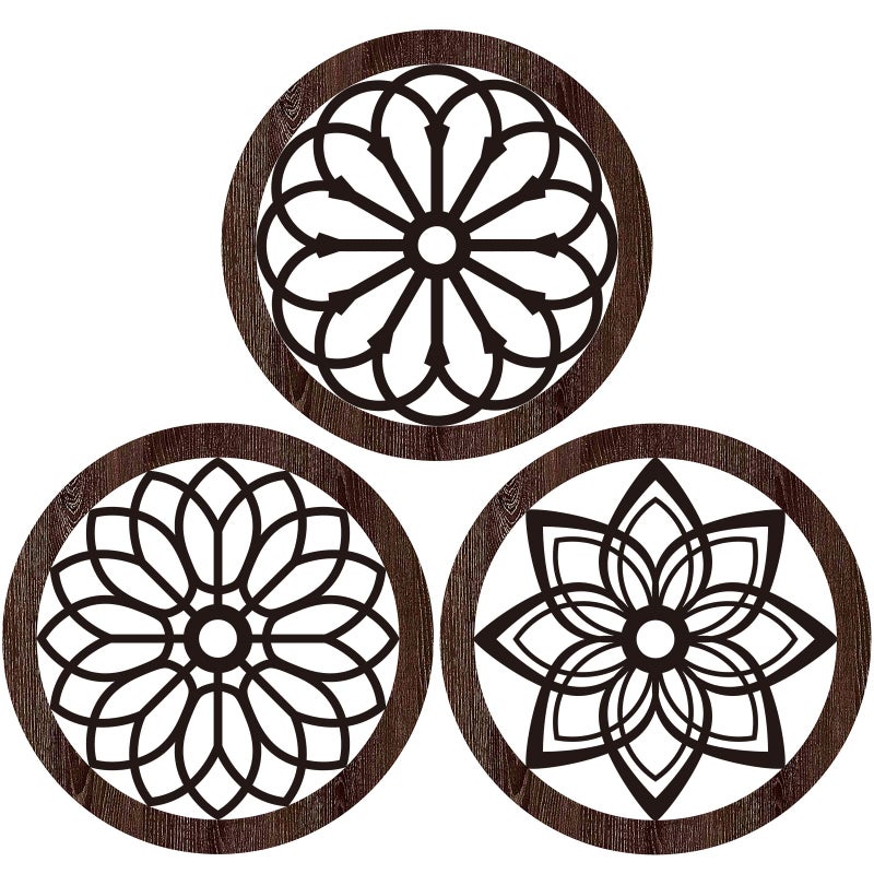 Blulu Blulu 3 Pcs Thickened Rustic Wood Wall Decor Rustic Wood Round Wall Art Farmhouse Hanging Decoration for Indoor Outdoor Living Room Bedroom Home Office Kitchen Decoration 10 InchRoundBrown 