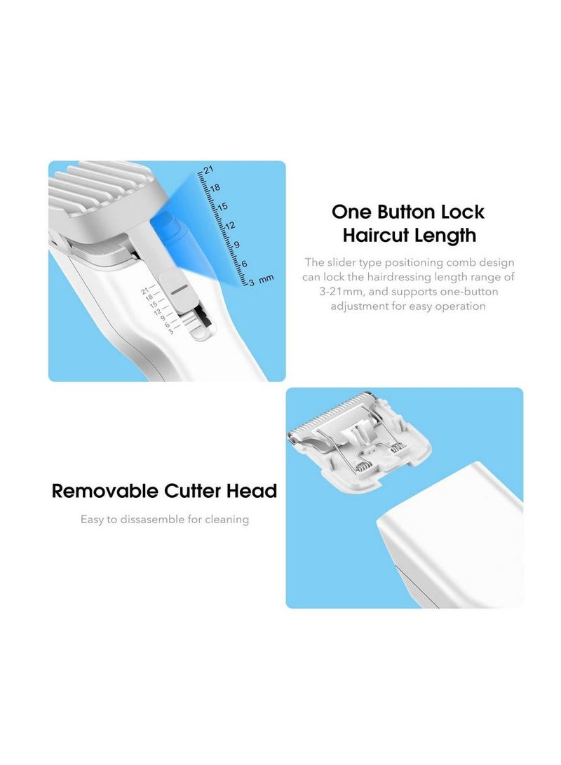 Electric Hair Clippers for Men, Professional Cordless Head Shaver USB Rechargeable Men's Hair Clippers One Button Locks Haircut Lengths from 0.7-21mm for Family Use (USB Cable Included) (White). - Image 3