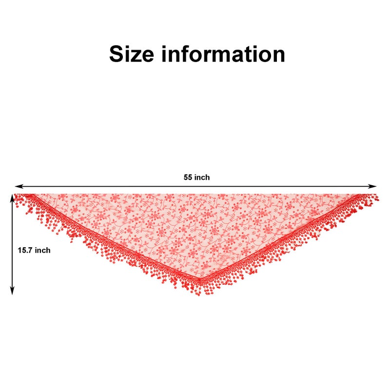 YOUR SMILE Lightweight Soft Leaf Lace Fringes Triangular Floral Fashion Towel Scarf Wrap for Women (Beige) - Image 4