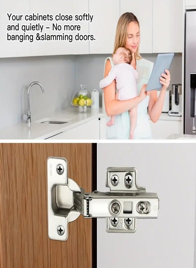 بيلسبيري مفصلات خزانة ناعمة الإغلاق مكونة من 6 قطع - مفصلات تراكب كاملة للمطبخ بدون إطار، والخزانة، وأبواب خزانة الملابس - Image 4