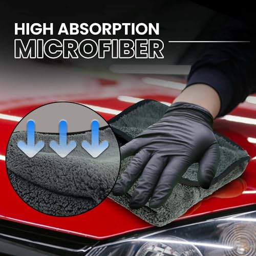 Autofy 550GSM - 40cm x 40cm - [Pack of 2] - Microfiber Cloth Double Sided Microfiber Cloth for Car Lint Free Super Soft Plush Car Cleaning Cloth Sueded Edges for Scratch Free Car & Bike Cleaning - Image 3