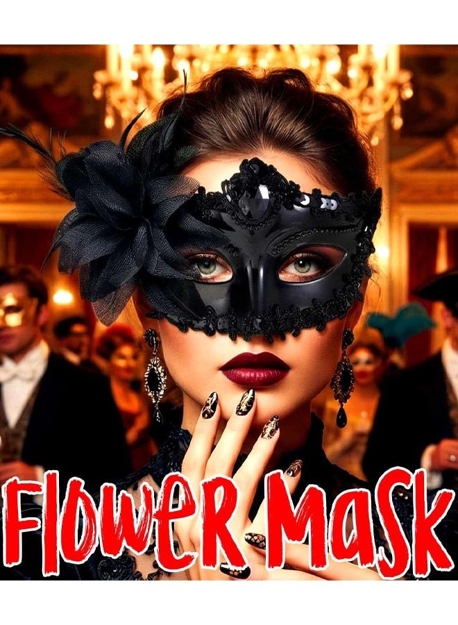 Flower Masquerade Masks Lace Mask, Halloween Mardi Gras Party Costume For Women - Image 5