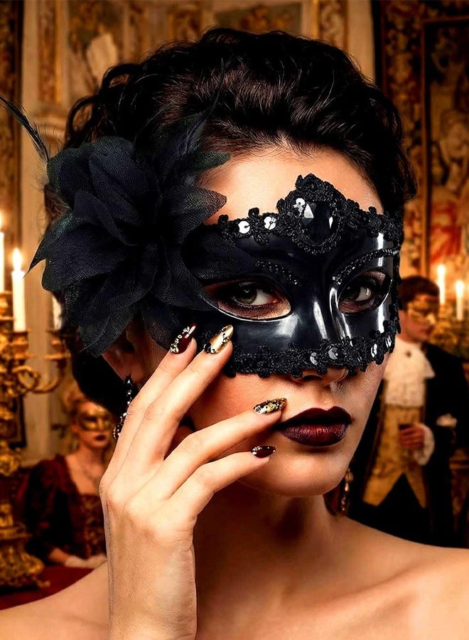 Flower Masquerade Masks Lace Mask, Halloween Mardi Gras Party Costume For Women - Image 4