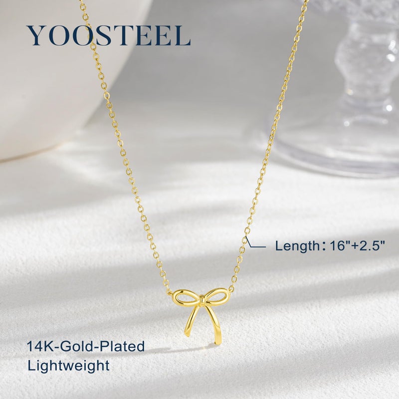 Yoosteel Easter Gifts for Women - Dainty 14K-Gold-Plate Bow Necklaces Cute Choker Small Pendant Chain Necklaces for Women Trendy Jewelry Gift - Image 4