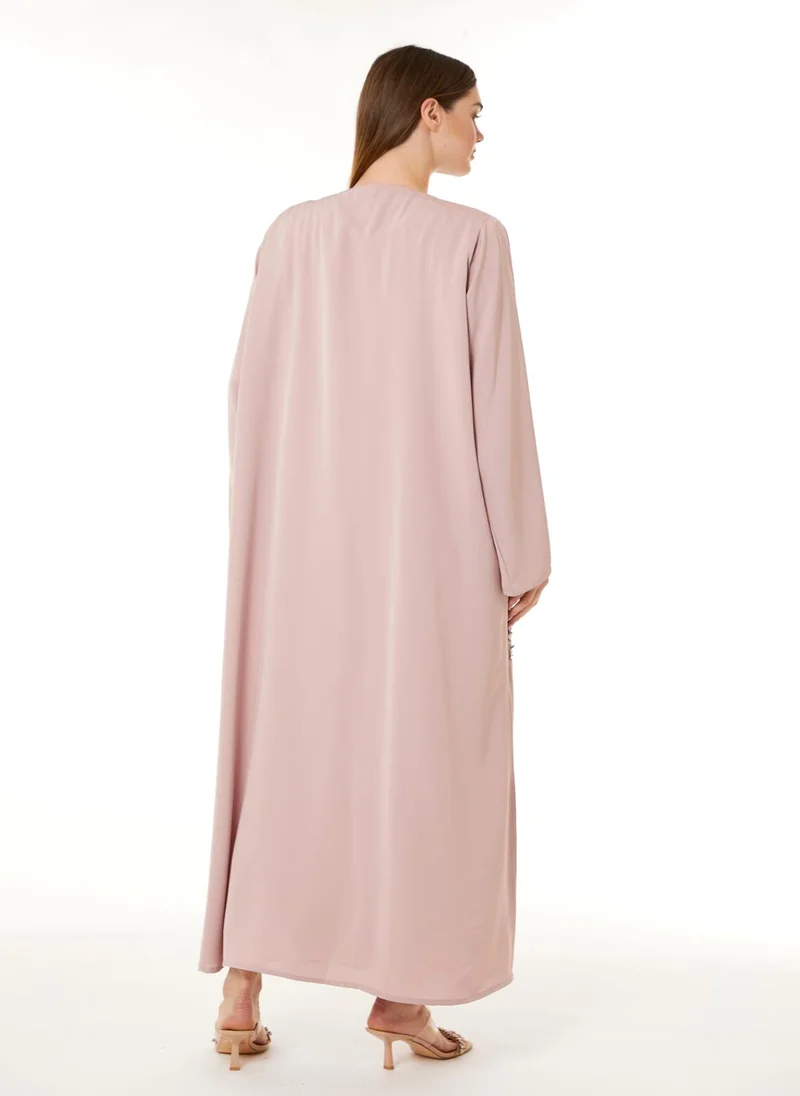 مويستريت Tan Korean Nida Hand Embellished Abaya