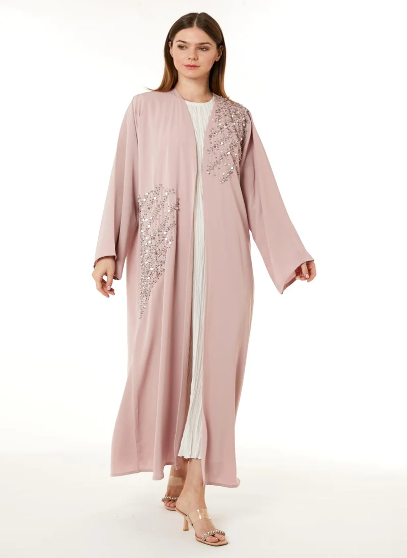 مويستريت Tan Korean Nida Hand Embellished Abaya