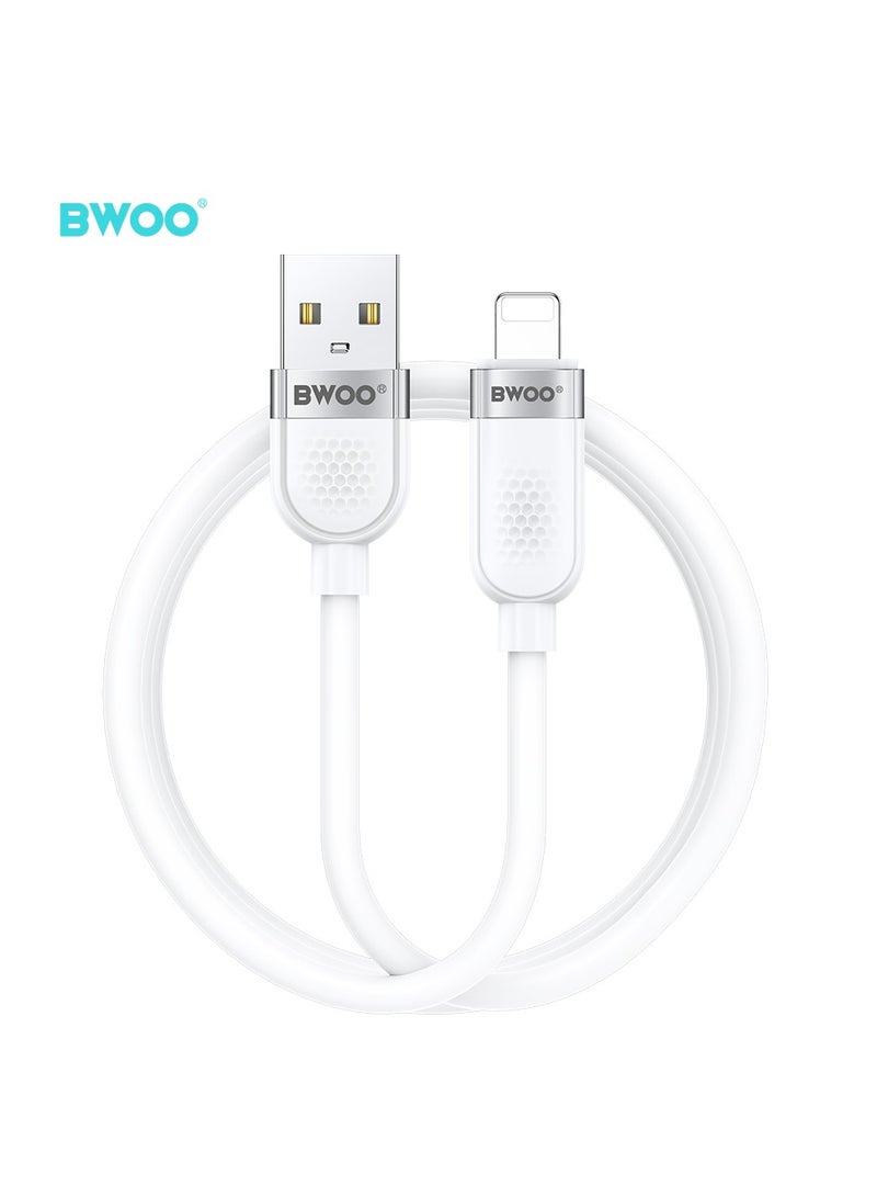 BWOO Usb-A To Lightning Skin Friendly Liquid Silicone Charging Cable / Smart chip / 480 Mbps speed / Long service - Image 1
