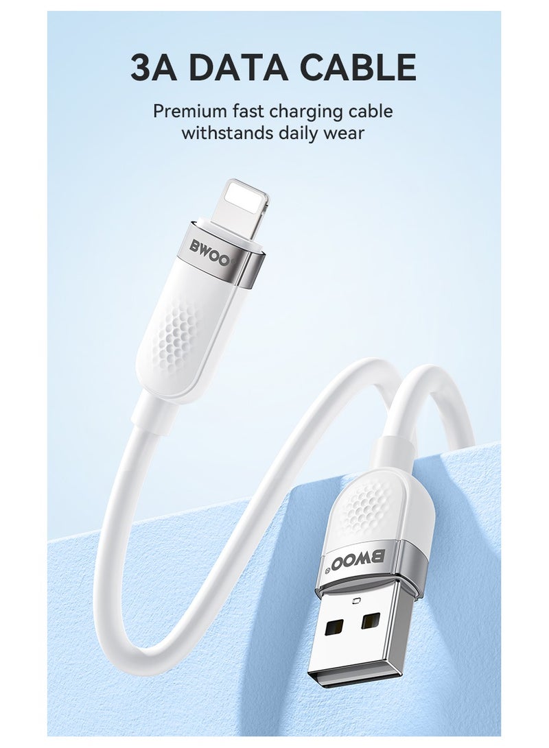 BWOO Usb-A To Lightning Skin Friendly Liquid Silicone Charging Cable / Smart chip / 480 Mbps speed / Long service - Image 4