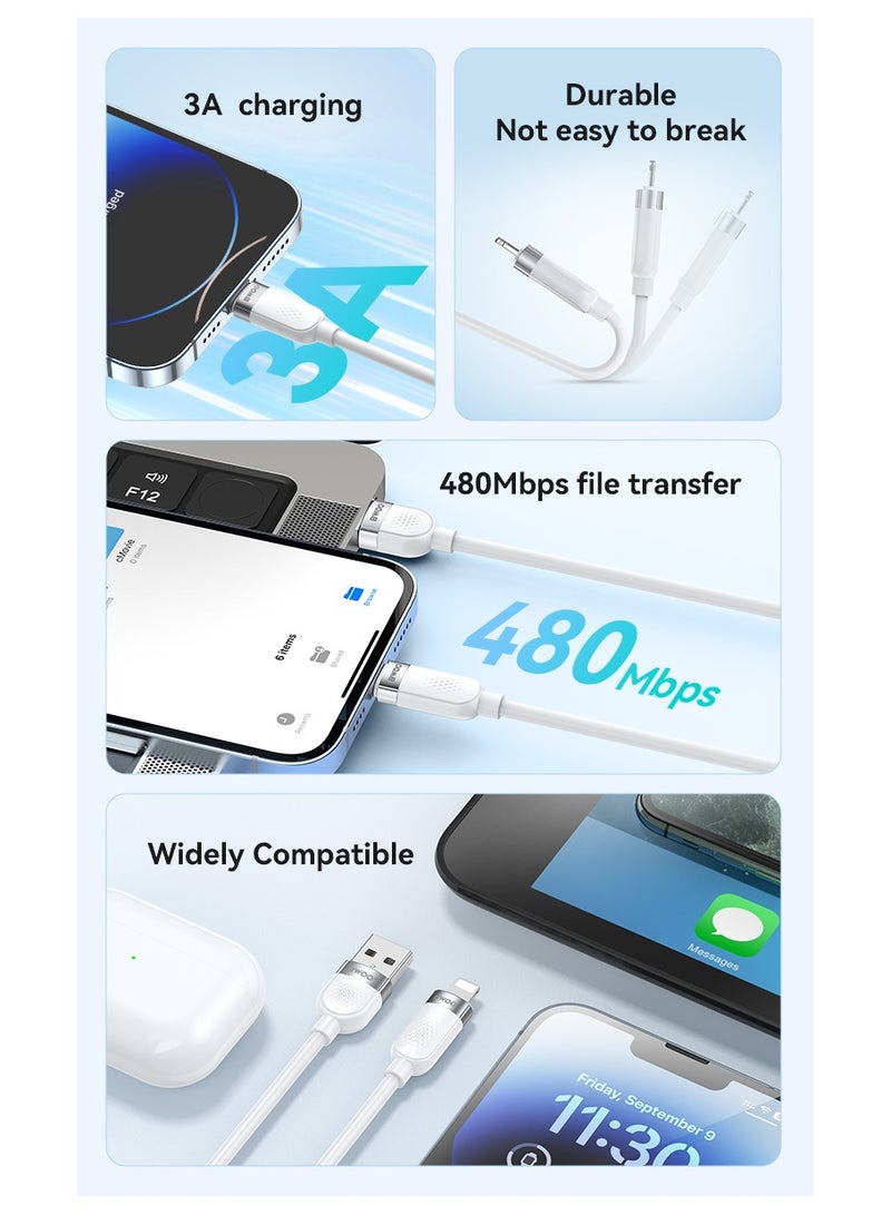 BWOO Usb-A To Lightning Skin Friendly Liquid Silicone Charging Cable / Smart chip / 480 Mbps speed / Long service - Image 5