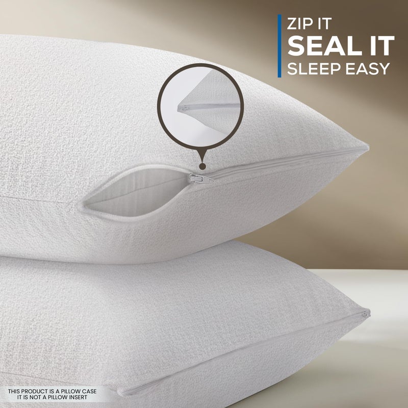 Utopia Bedding Set of 4 Waterproof Pillow Protectors with Zipper Standard Size, Terry Pillow Covers, Bed Bug and Dust Mite Proof Pillow Cases - Image 4
