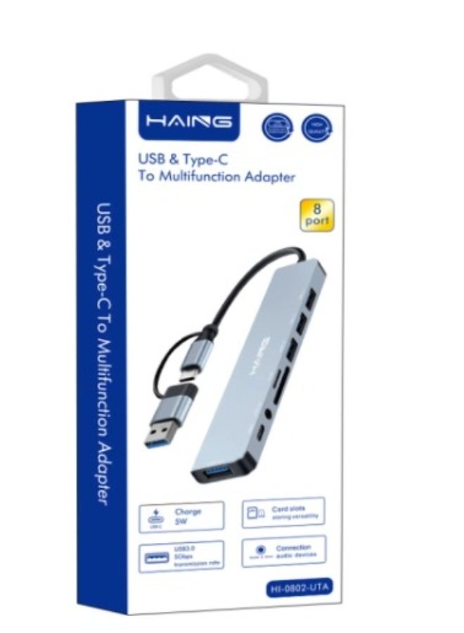 Haing 8 in 1 USB & Type-C To Multi-Function Adapter - Image 3