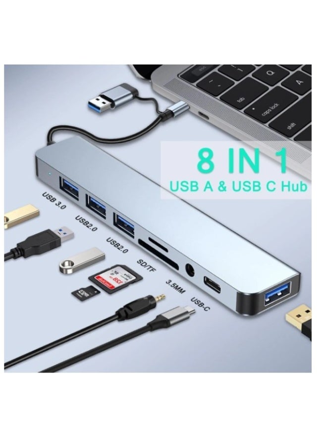 Haing 8 in 1 USB & Type-C To Multi-Function Adapter - Image 1