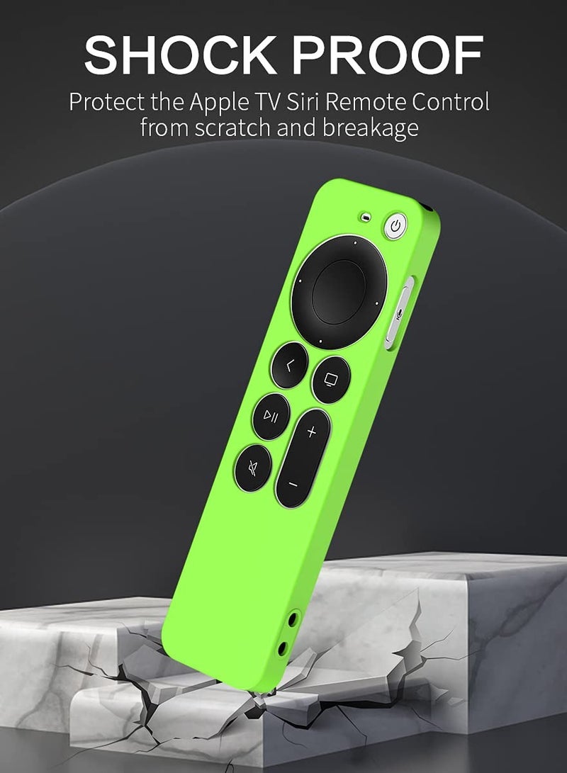 سيوسي جراب لـ 2021 Apple TV 4K Siri Remote Cover ، مع جراب صندوق تلفاز واقٍ من السيليكون لجهاز Apple TV 4K 2021 ، صديق للبشرة / مضاد للانزلاق / مقاوم للصدمات (أخضر متوهج) - Image 4