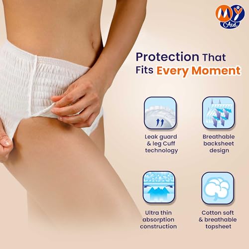 MYAID Unisex Adult Diapers Medium Size-Tape Style with odour lock, Unisex, Higher Absorption & Longer Comfort, Secure Fit, Anti-Bacterial,Skin Friendly, Easy to Use (M Size, 10 Counts,Pack of 1) - Image 5