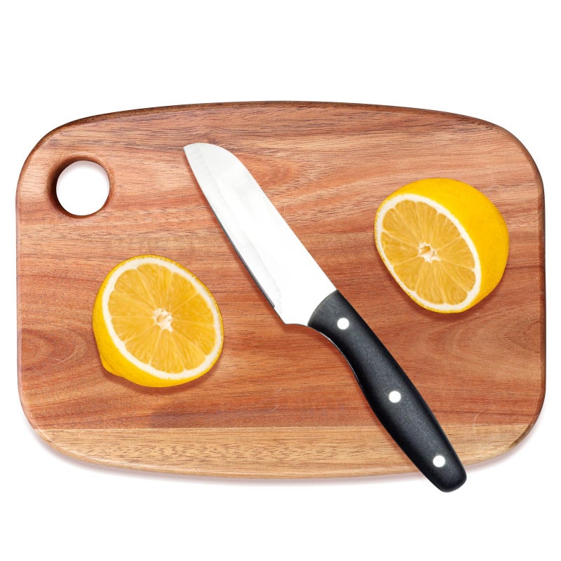 Gtencemen Small Acacia Wood Cutting Boards for Kitchen with Hanging â€“ Medium Wooden Cutting Board for Vegetables, Fruit, Bread, Meat, Cheese, Charcuterie - BPA Free, 10" x 8" - Image 1