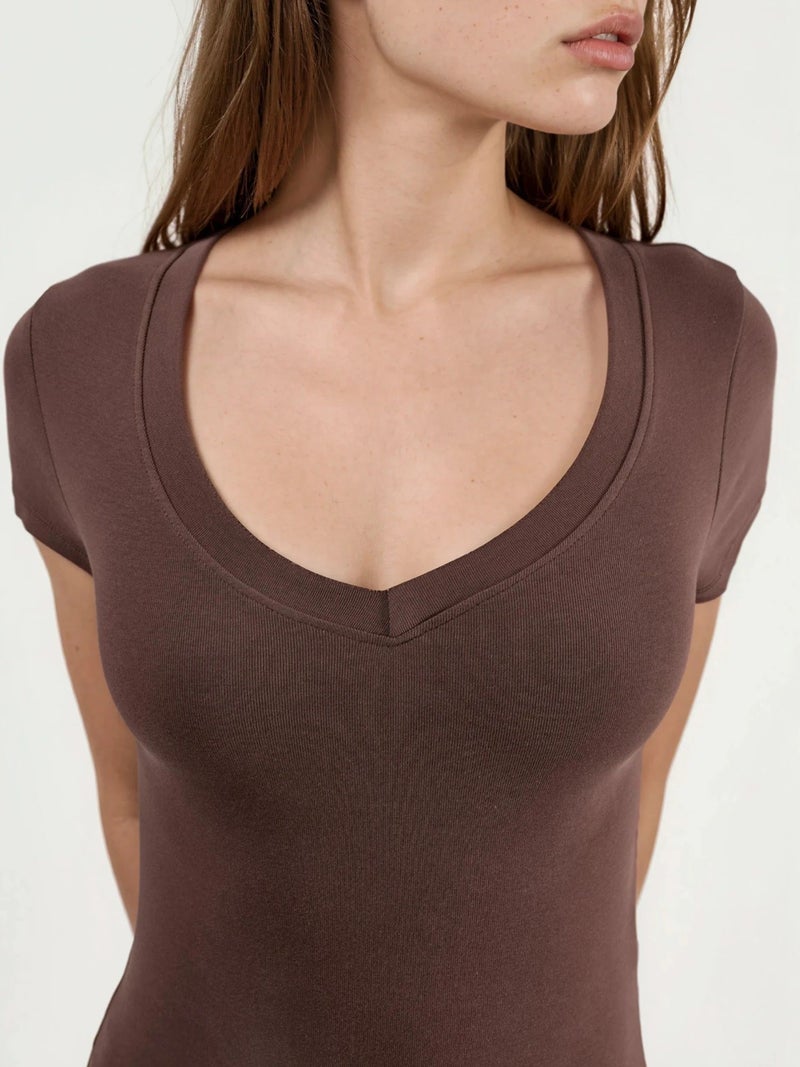 BUSEM Elastic V-Neck Short Sleeve T-Shirt - Image 5