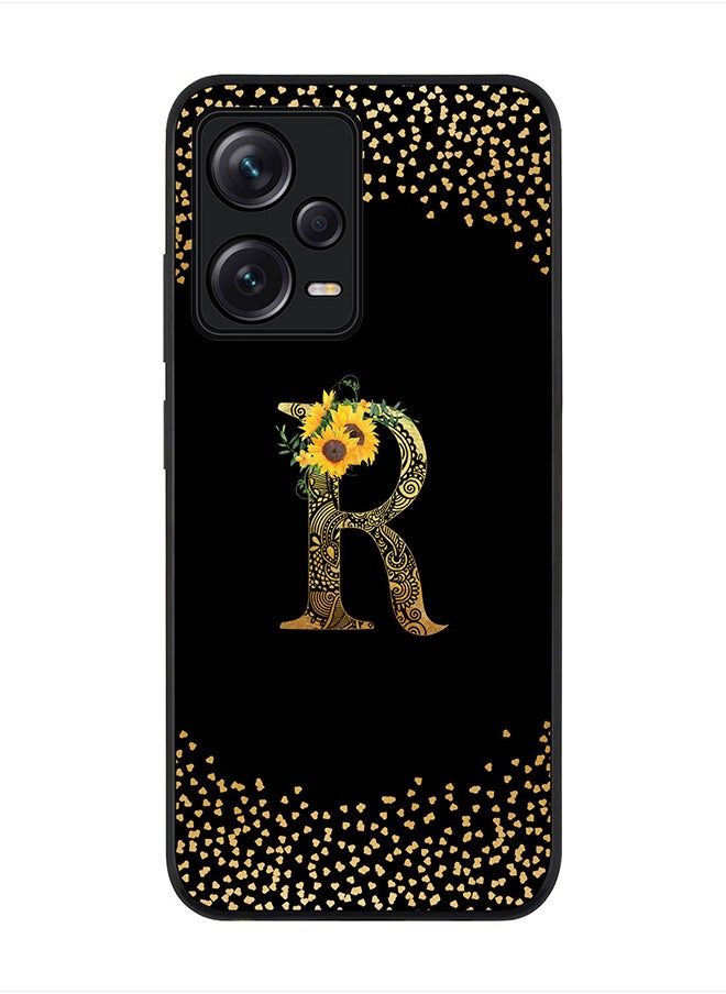 Stylizedd - Cover for Redmi Note 12 Pro 5G, Rugged Black Slim fit Phone Cases   - Custom Monogram Initial Letter Mandala Floral Pattern Alphabet-R (Black) - Image 1