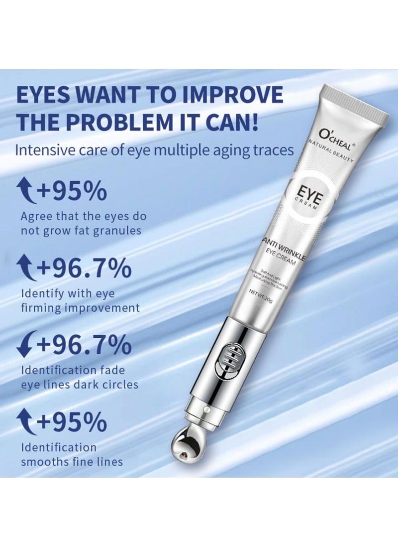 OCHEAL - Anti Wrinkle Eye Cream for Dark Circles and Puffiness Reduce Fine Lines and Wrinkles with Electric Applicator  Anti Aging Line Smoothing Skin Care Treatment Daily Wrinkle Cream 20g - Image 1