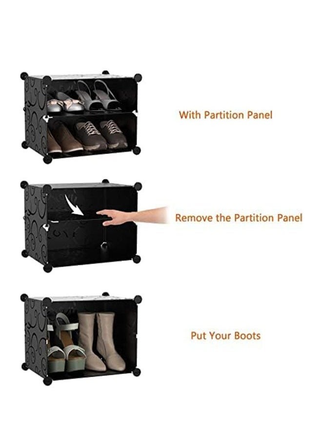 Arabest - 6 Tier Shoe Rack Organizer, Storage Cabinet  with Door Expandable, Double Rows 12 Lattices for 24 Pair Shoes, Plastic Shoe Shelves for Closet,Heels,Boots,Slippers, Entryway Bedroom And Hallway (85*32*96cm, Black) - Image 1