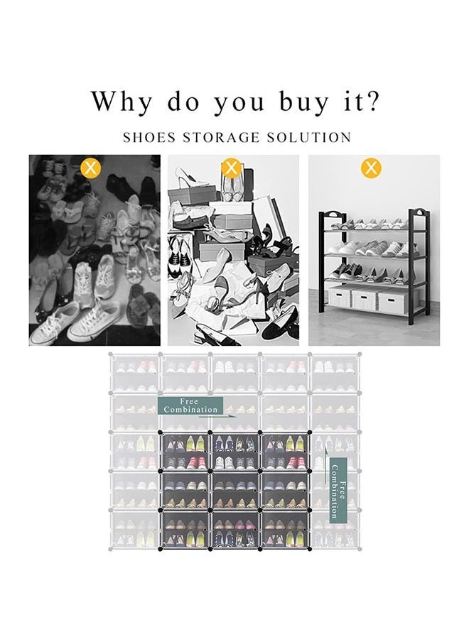 Arabest - 6 Tier Shoe Rack Organizer, Storage Cabinet  with Door Expandable, Double Rows 12 Lattices for 24 Pair Shoes, Plastic Shoe Shelves for Closet,Heels,Boots,Slippers, Entryway Bedroom And Hallway (85*32*96cm, Black) - Image 1