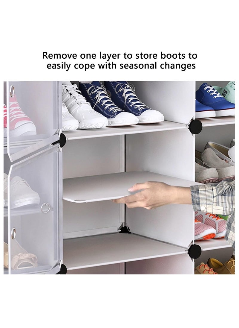 Arabest - 6 Tier Shoe Rack Organizer, Storage Cabinet  with Door Expandable, Double Rows 12 Lattices for 24 Pair Shoes, Plastic Shoe Shelves for Closet,Heels,Boots,Slippers, Entryway Bedroom And Hallway (85*32*96cm, Black) - Image 1