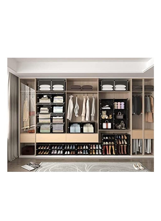 Arabest - 6 Tier Shoe Rack Organizer, Storage Cabinet  with Door Expandable, Double Rows 12 Lattices for 24 Pair Shoes, Plastic Shoe Shelves for Closet,Heels,Boots,Slippers, Entryway Bedroom And Hallway (85*32*96cm, Black) - Image 1