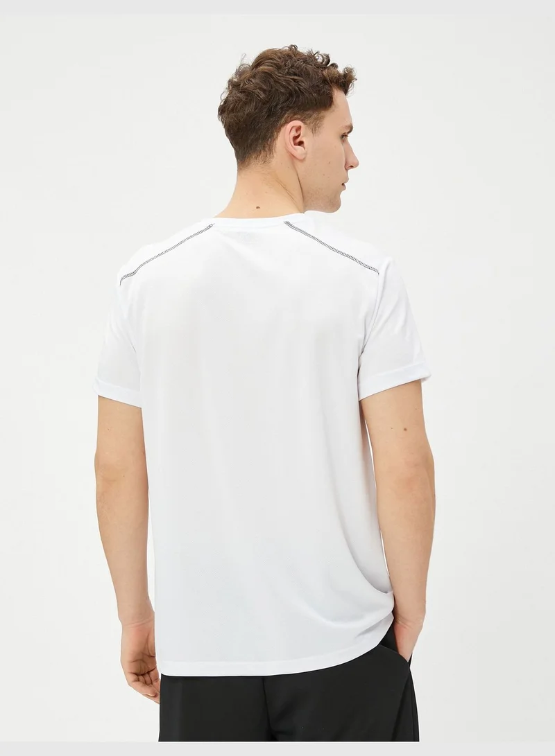 KOTON Sport T-Shirt Seam Detailed Crew Neck Short Sleeve