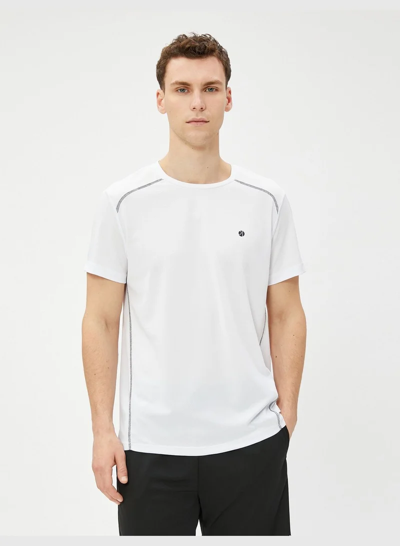KOTON Sport T-Shirt Seam Detailed Crew Neck Short Sleeve