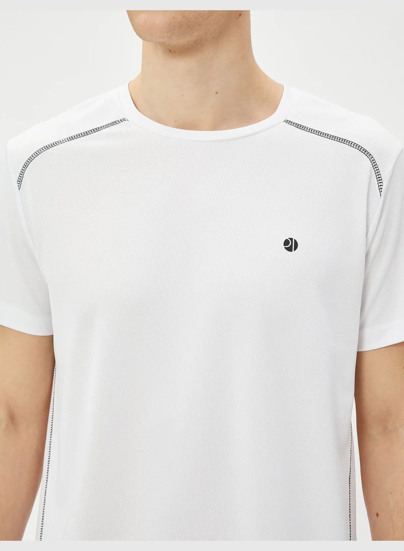 KOTON Sport T-Shirt Seam Detailed Crew Neck Short Sleeve