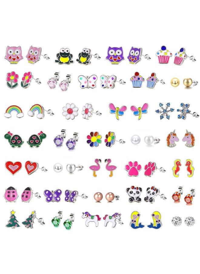 DALOO Colorful Charms: 33-Pair Hypoallergenic Earrings for Sensitive Ears with Stainless Steel Post -Assorted Cute Stud Earring Set (#4-Muticolor D) - Image 1