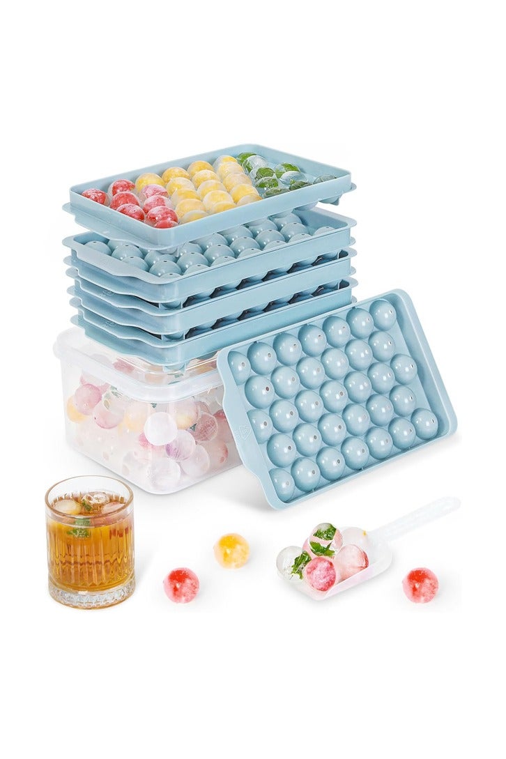 PADOM Padom 3 Pack Ice Trays for Freezer, 99 PCS Ice Cube Tray with Lid and Bin, Round Ice Cube Trays for Freezer, Circle Ice Cube Tray for Chilling Drinks (BLUE)  - Image 1