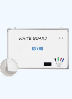 Joy & Learn Joy & Learn Magnetic Writing White Board 90x60 cm - Smooth & Easy to Wipe, Aluminum Frame, Includes Wall-Mounted Hangers & Pen Tray  - Image 1