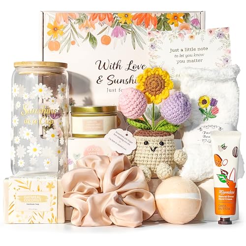 MHSMHL Gift Baskets for Women, Birthday Gifts for Mom Wife Grandma Daughter Self Care Spa Gift Set, Sending Sunshine Thinking of You Gifts for Christmas Best Friend, Sister, Teacher, Coworker - Image 1