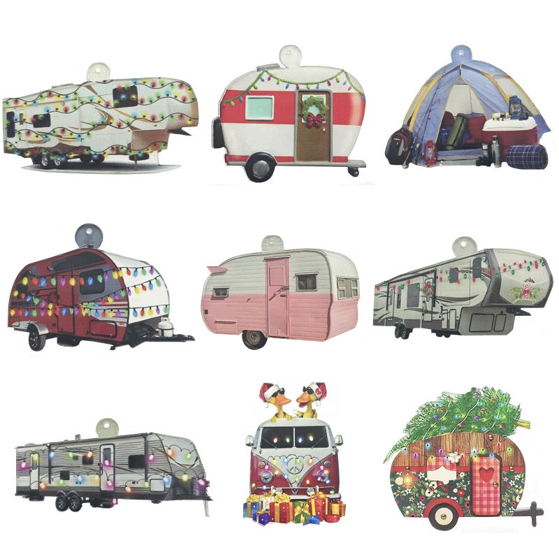 DD-life 9 Pcs Windstream Camper,Travel Trailer Camping,Happy Camper Personalized Ornament Acrylic Shaped Flat Ornaments Car Glass Tree Ornament - Image 1