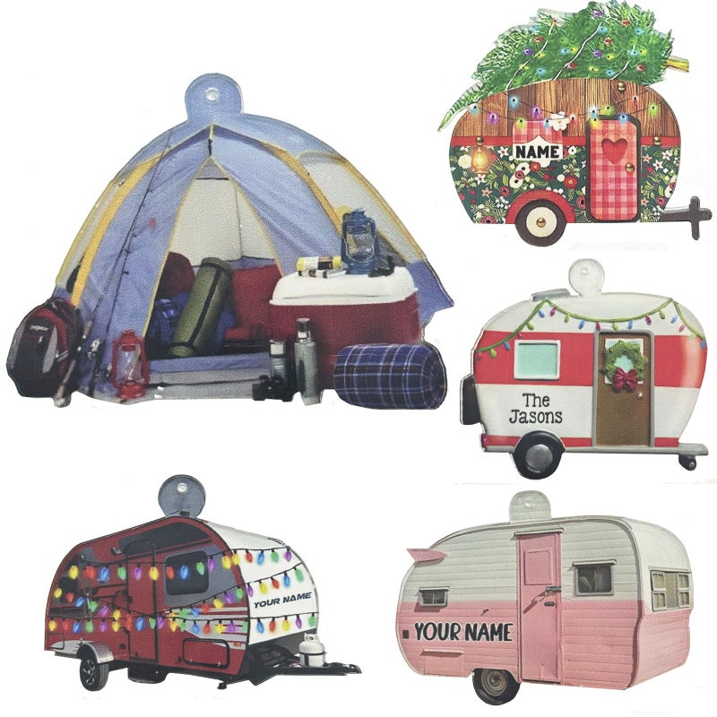 DD-life 9 Pcs Windstream Camper,Travel Trailer Camping,Happy Camper Personalized Ornament Acrylic Shaped Flat Ornaments Car Glass Tree Ornament - Image 3