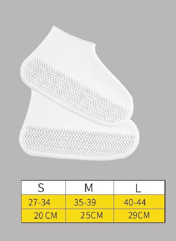أغطية أحذية مقاومة للماء 3 أزواج، أغطية أحذية مطر قابلة لإعادة الاستخدام من السيليكون غير قابلة للانزلاق للاستخدام في الهواء الطلق، أغطية أحذية مطر للنساء والرجال (شفافة، 1*L، 1*M، 1*S) - Image 2
