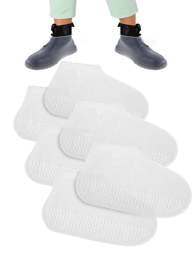 أغطية أحذية مقاومة للماء 3 أزواج، أغطية أحذية مطر قابلة لإعادة الاستخدام من السيليكون غير قابلة للانزلاق للاستخدام في الهواء الطلق، أغطية أحذية مطر للنساء والرجال (شفافة، 1*L، 1*M، 1*S) - Image 1