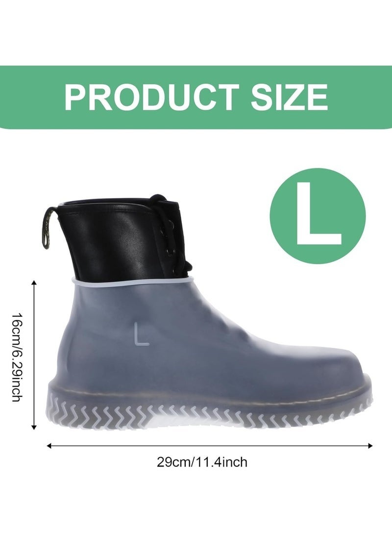 أغطية أحذية مقاومة للماء 3 أزواج، أغطية أحذية مطر قابلة لإعادة الاستخدام من السيليكون غير قابلة للانزلاق للاستخدام في الهواء الطلق، أغطية أحذية مطر للنساء والرجال (شفافة، 1*L، 1*M، 1*S) - Image 3