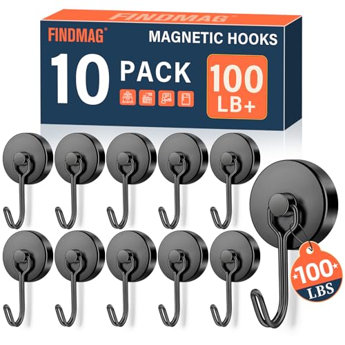 FINDMAG 100 LBS Magnetic Hooks Super Strong Magnet with Hook for Cruise Cabins Magnetic Hooks Heavy Duty for Classroom Black Swivel Swing Hook for Hanging Cruise Locker Accessories Refrigerator - Image 1