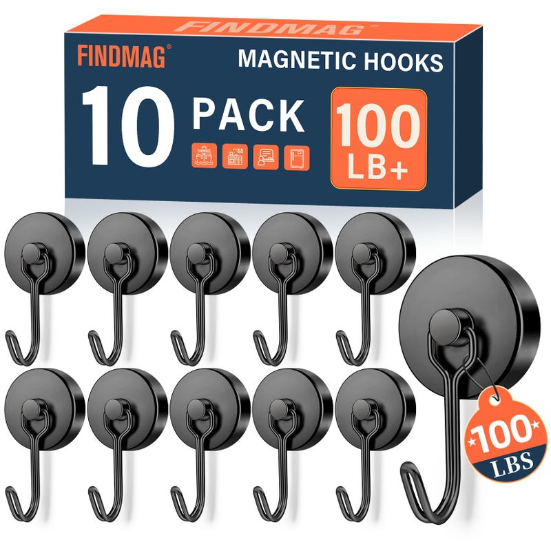 FINDMAG 100 LBS Magnetic Hooks Super Strong Magnet with Hook for Cruise Cabins Magnetic Hooks Heavy Duty for Classroom Black Swivel Swing Hook for Hanging Cruise Locker Accessories Refrigerator - Image 2