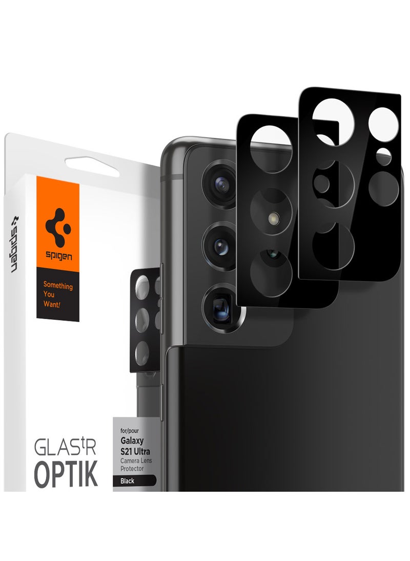Spigen 2-Piece GLAStR Optik Camera Lens Screen Protector Designed for Samsung Galaxy S21 Ultra - Black - Image 1
