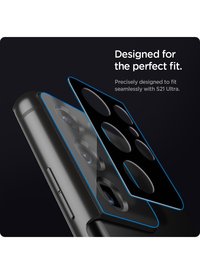 Spigen 2-Piece GLAStR Optik Camera Lens Screen Protector Designed for Samsung Galaxy S21 Ultra - Black - Image 2
