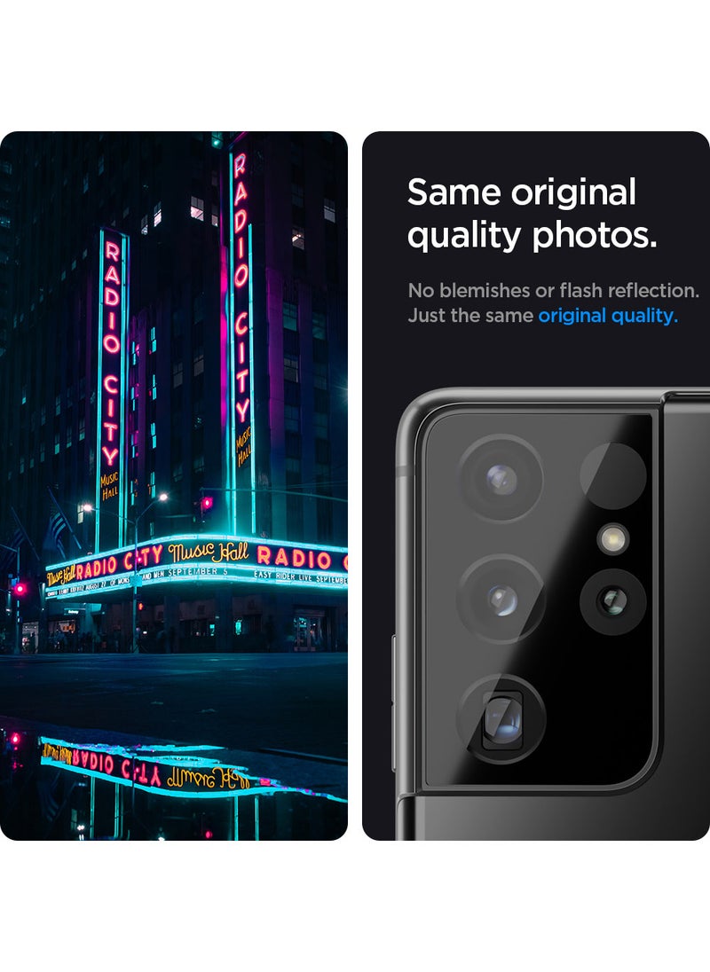 Spigen 2-Piece GLAStR Optik Camera Lens Screen Protector Designed for Samsung Galaxy S21 Ultra - Black - Image 3