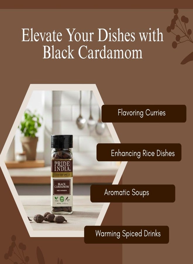 Pride of India Black Cardamom Pods 1 oz | Whole Black Cardamom Spice for Biryani, Curry, Stew & Garam Masala | Smoky Aromatic Elaichi for Indian & Asian Cooking | Dual Sifter Bottle - Image 5